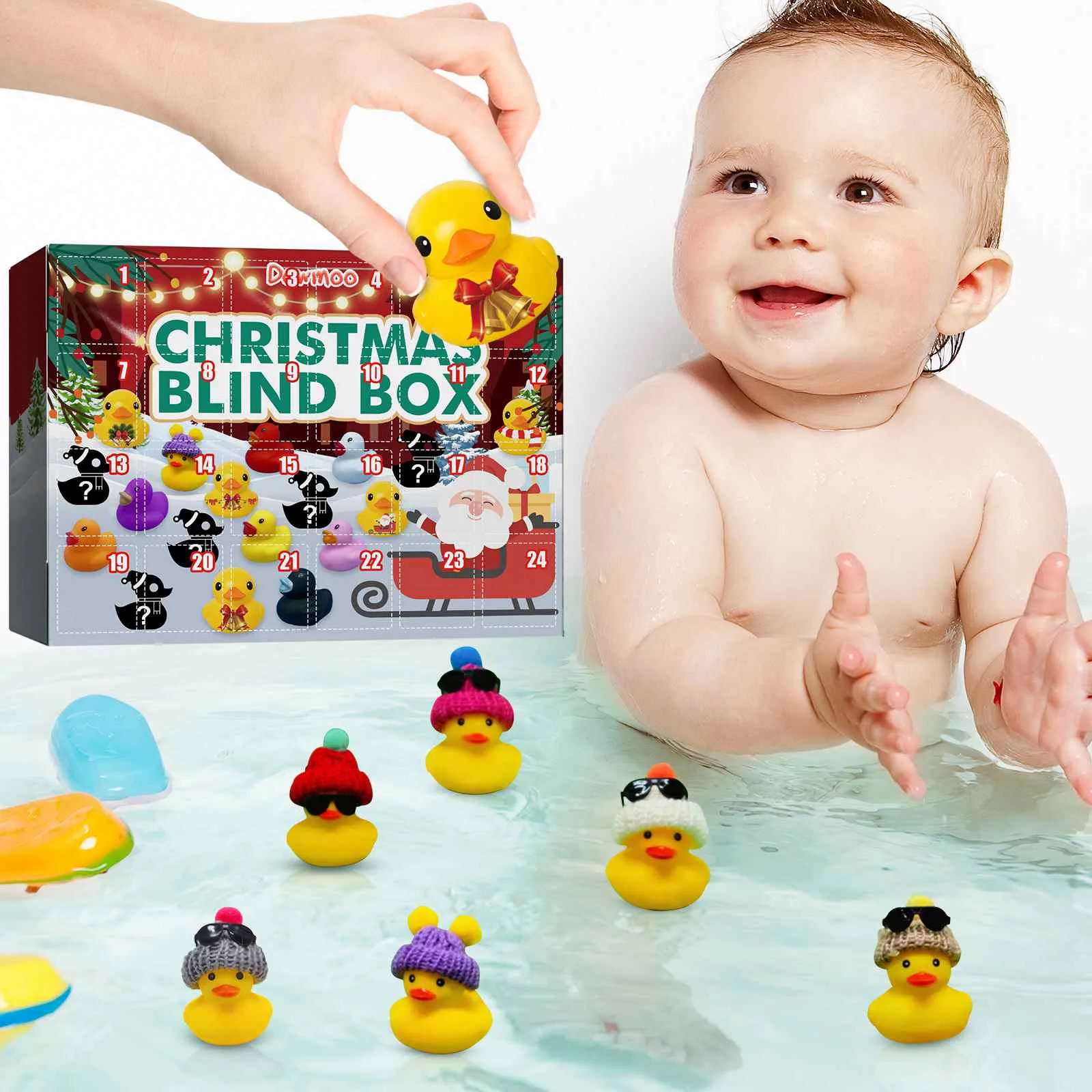 Christmas Advent Calendar With 24 Rubber Ducks 24 Days Countdown Calendar Rubber Ducky Bath Toy Creative Christmas Gifts