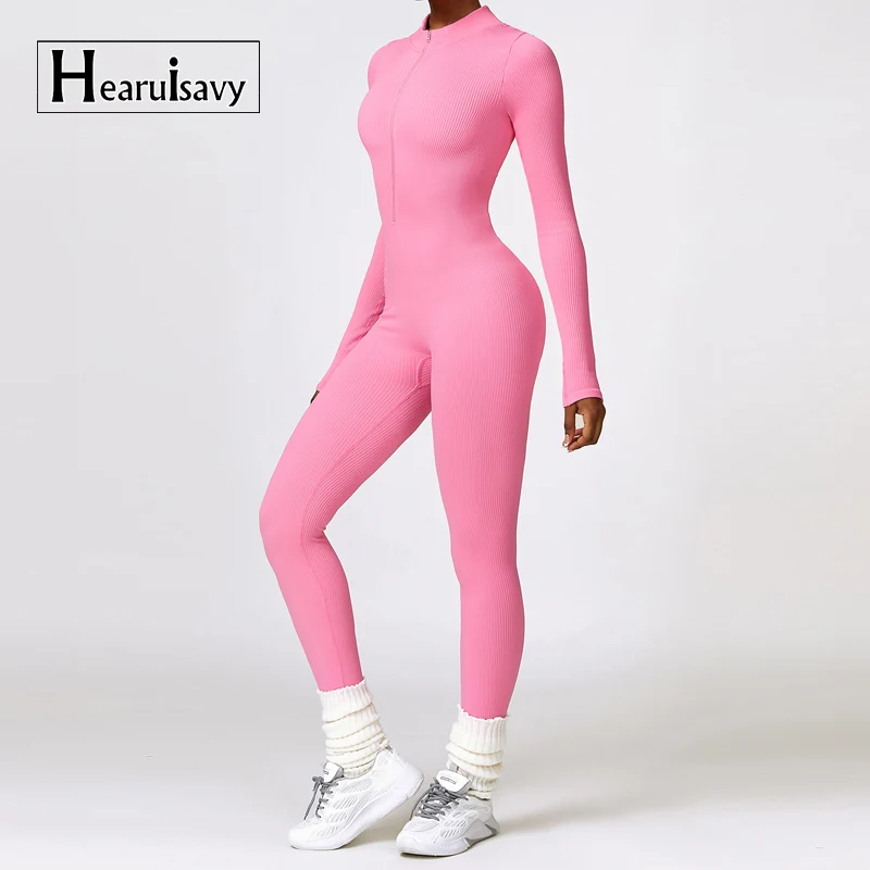 Autumn Long Sleeved Sports Set Women Gym Jumpsuit One-Piece Yoga Clothes Sportswear Bodycon Workout  Jumpsuits Women Outfits