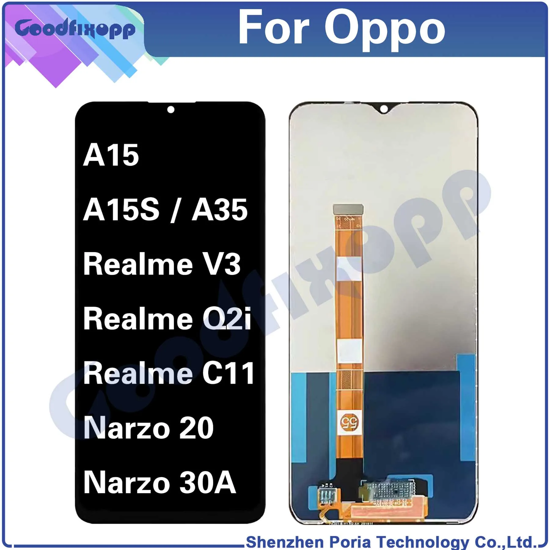 

For Oppo A15 A15S A35 / Realme V3 Q2i C11 / Narzo 20 30A LCD Display Touch Screen Digitizer Assembly Repair Parts Replacement