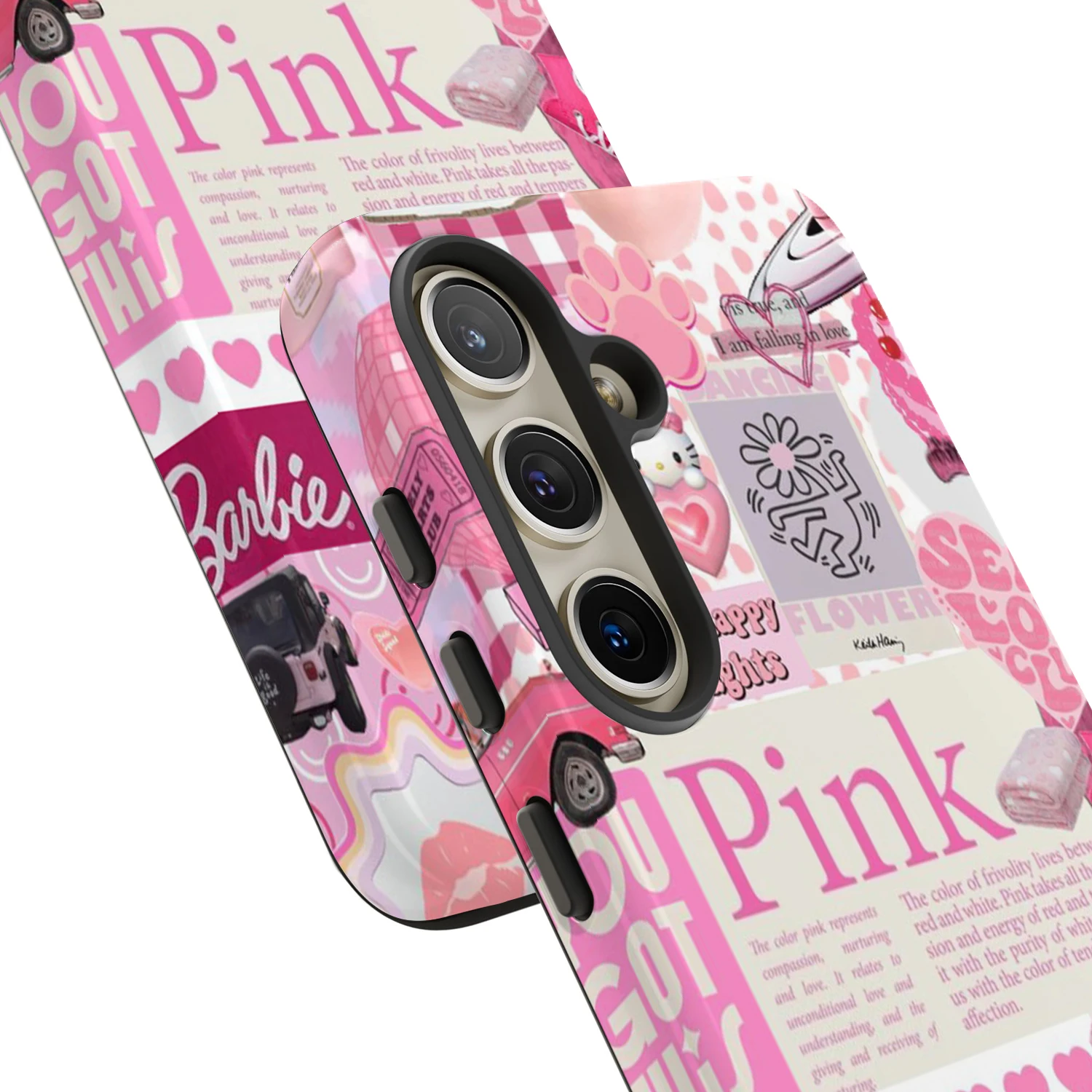 Casing Ponsel Kolase Merah Muda Feminin untuk Samsung Galaxy S5 Ultra S4 Plus S23 S22 S21 A13 A14 A15 A16 A23 A25 A32 A35 A52 A53 A54 A55 A71