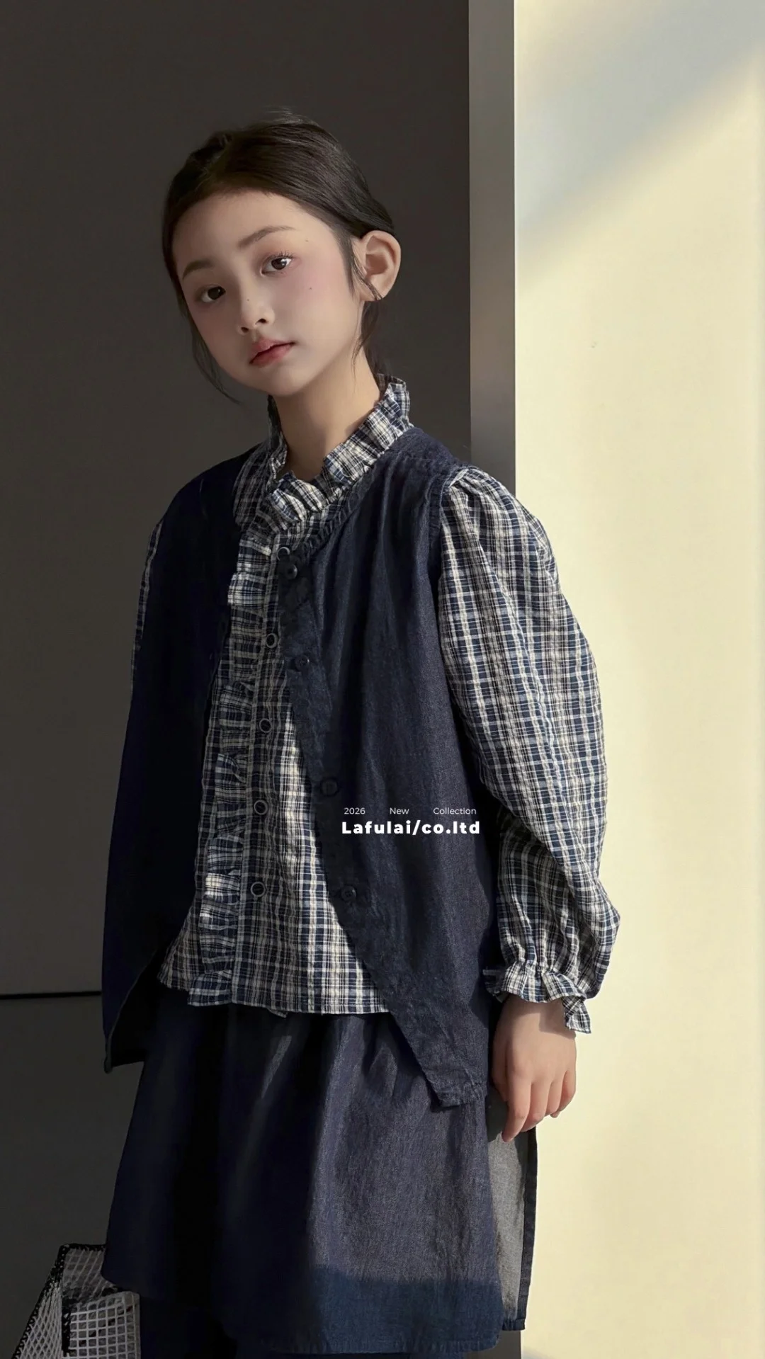 camisa-a-cuadros-estilo-coreano-para-ninas-manga-larga-con-volantes-borde-de-madera-top-versatil-infantil-modelo-laflay-n