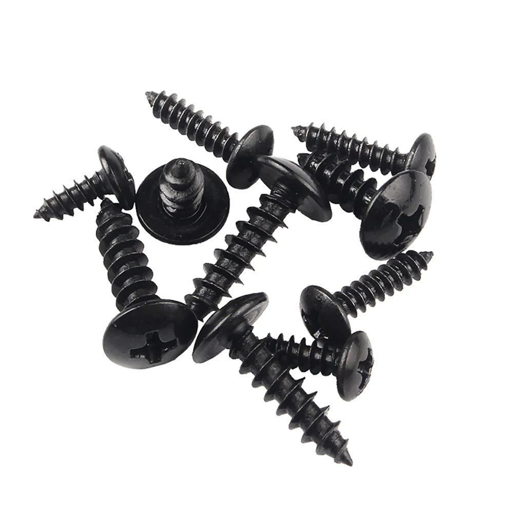 50pcs M2.6 M3 M4 M5 Steel with Black Phillips Truss Head (Cross Recessed Mushroom Head) Self Tapping Screws Wood Screw