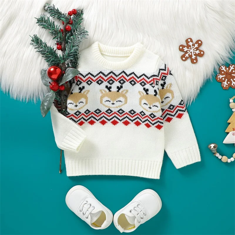 2023-08-17 Lioraitiin 6M-3T Christmas Toddle Baby Girl Boy maglione manica lunga Pullover girocollo lavorato a maglia felpa vestiti di natale