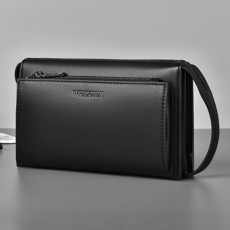 New Men's Premium Business Clutch Wallet Large Capacity Lock Closure Waterproof Anti-Theft Handbag Card Holder Organizer