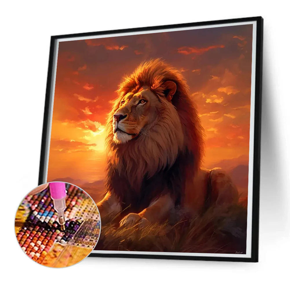 

5D DIY Full Round Drill Diamond Painting Lion Kit Home Decor Art Craft 50x50cm