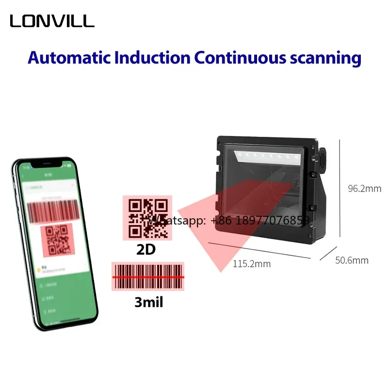 Lifa Big Window Barcode Module CMOS Sensor USB RS232 Interface 1 Year Warranty Embeded Code Scanner For Self-service Machines