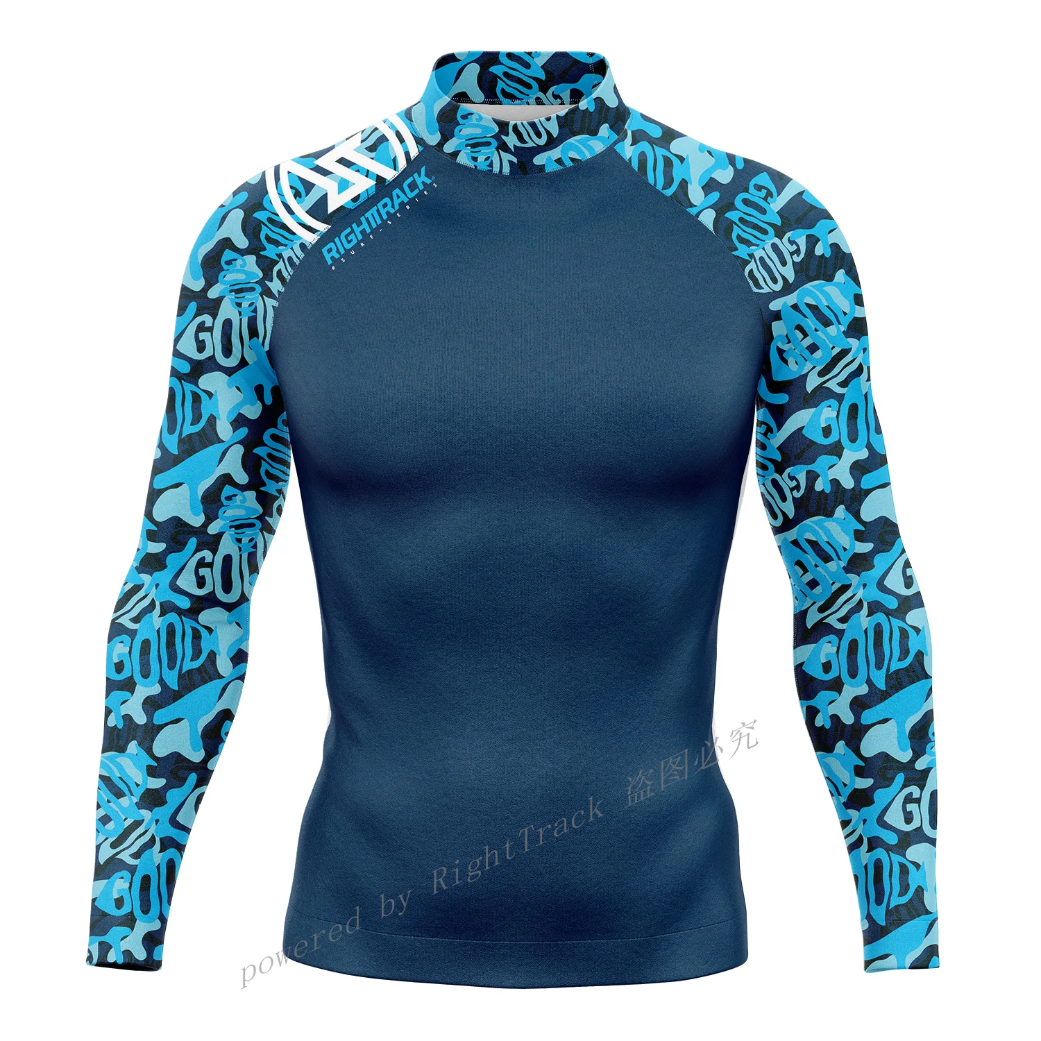 Rashguard camisas de manga larga de Surf para hombre, tela de LICRA con protección solar, sudadera de Surf, traje de baño de rightrack con