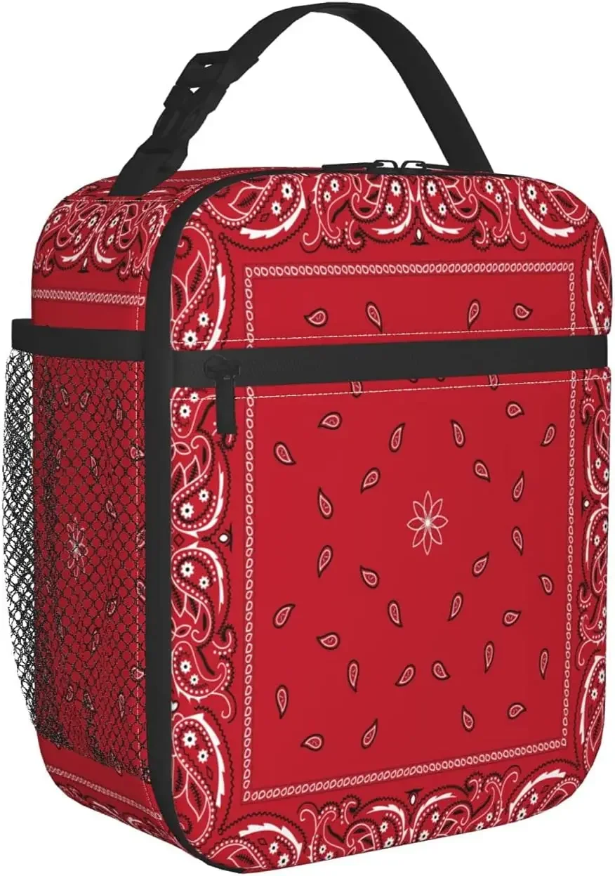 Fiambrera con Mandala de Cachemira roja para hombres y mujeres, bolsa suave aislada, bolsa enfriadora reutilizable para el trabajo, Picnic, senderismo, bolsa de almuerzo de talla única