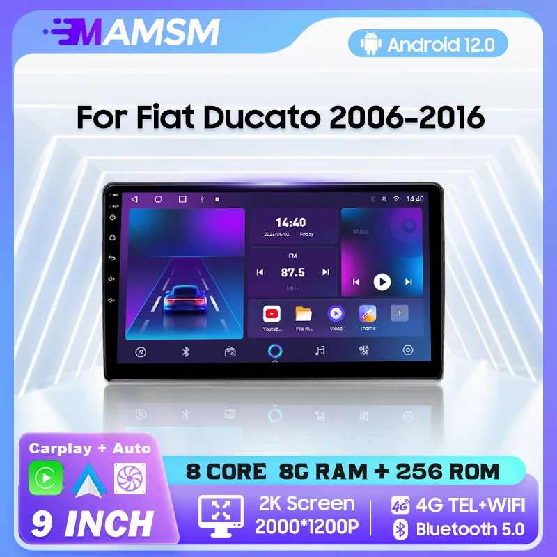 MAMSM Car Radio Multimedia Video Player For FIAT DUCATO 2006-2016 Andriod 14 Carplay Auto Stereo Navigation GPS DVD 4G WiFi