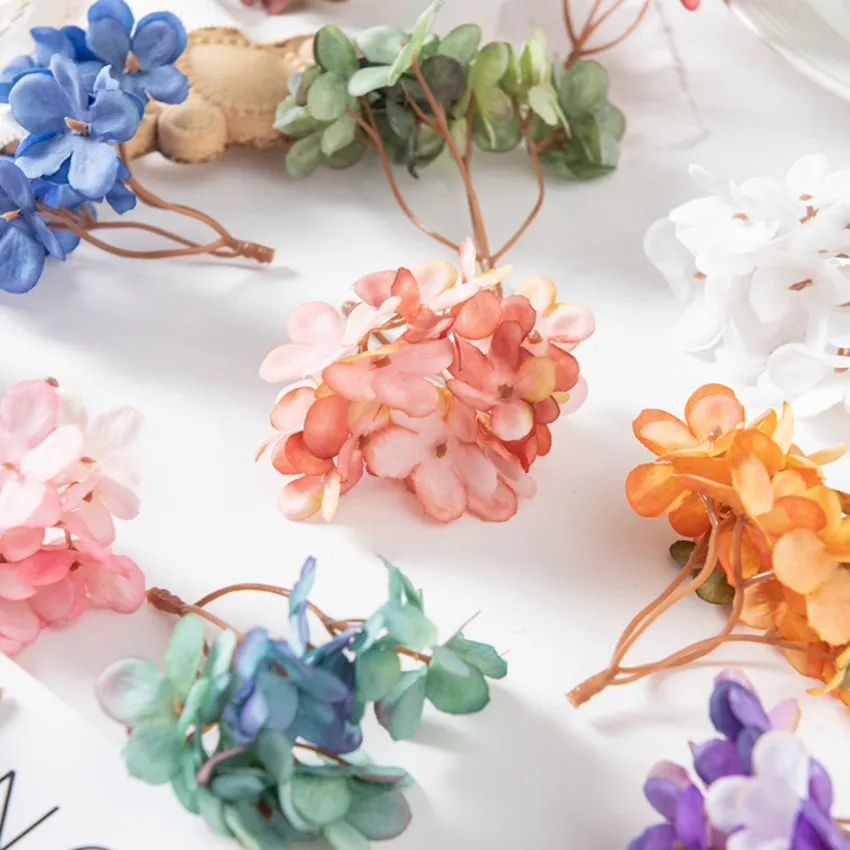 10PC 실크 수국 인공 꽃 홈 웨딩 사탕 상자 화환 장식 크리스마스 장식 높은 품질