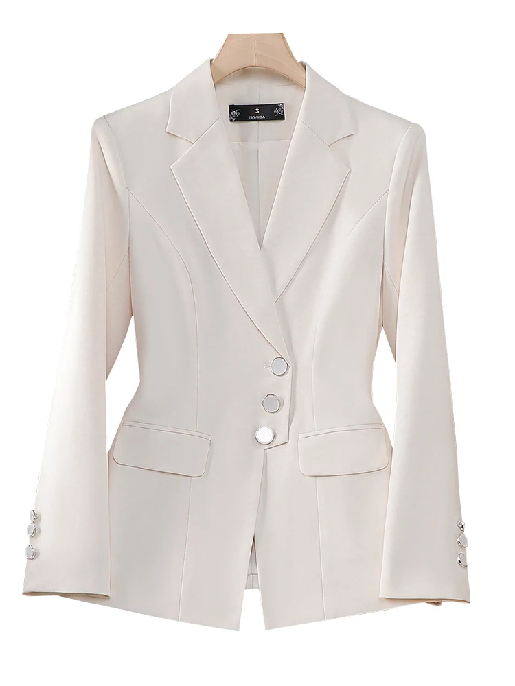 

Fashion Ladies Formal Blazer Women Long Sleeve Apricot Pink Blue Solid Female Business Work Wear Slim Jacket Autumn Winter