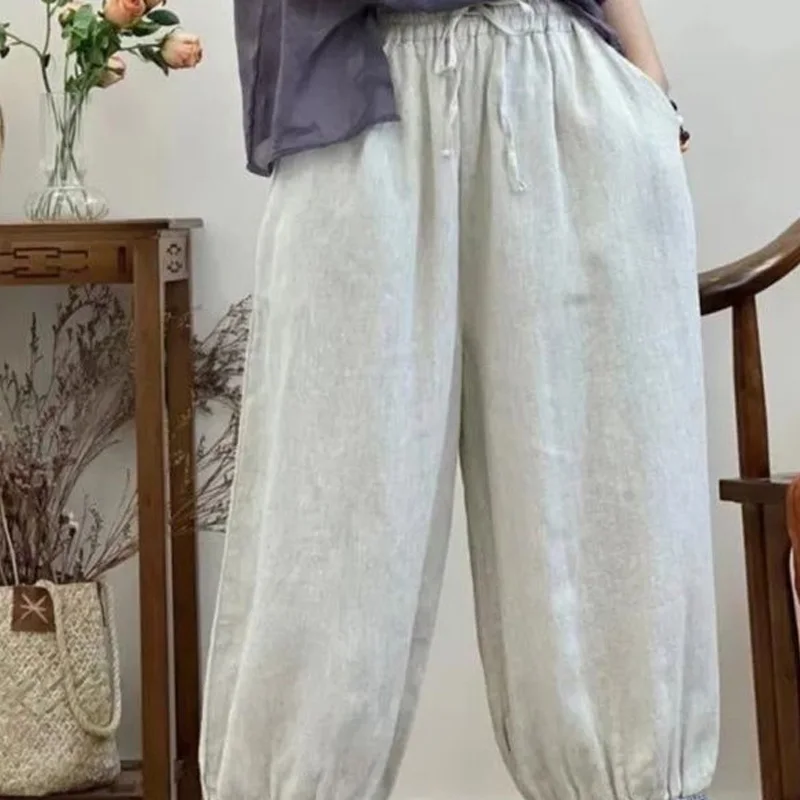 

2024 New Fashion All-match Solid Color High Waist Trousers Ladies Casual Straight Wide Leg Pants Summer Loose Women's Clothing