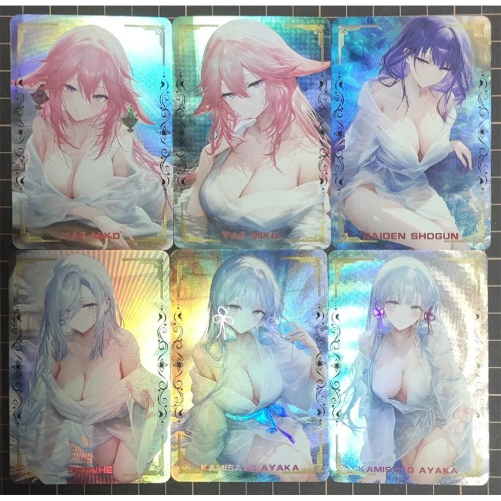 أنيمي آلهة قصة لتقوم بها بنفسك ACG Eula Yae Miko Paimon Ayaka مثير تحصيل بطاقة الصبي ألعاب اللعب هدايا عيد الميلاد عيد الميلاد