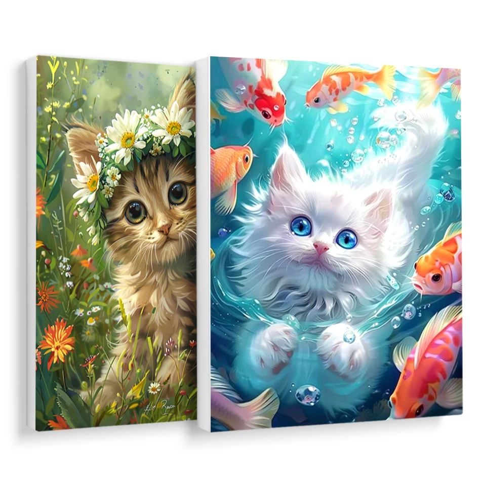 

RUOPOTY Oil Painting By Numbers Cat Adults Crafts Art Supplies Handpainted Diy Canvas Handmade Coloring By Numbers Wall Art Kits