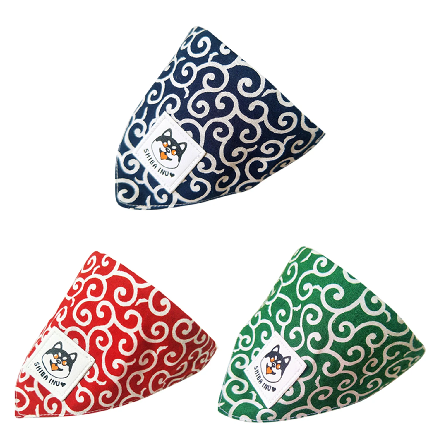 Classical Japanese Pattern Style Popular Shiba Scarf Bandana Roll Grass Cat Collar  Dog Accessories for Small Dogs for Dog