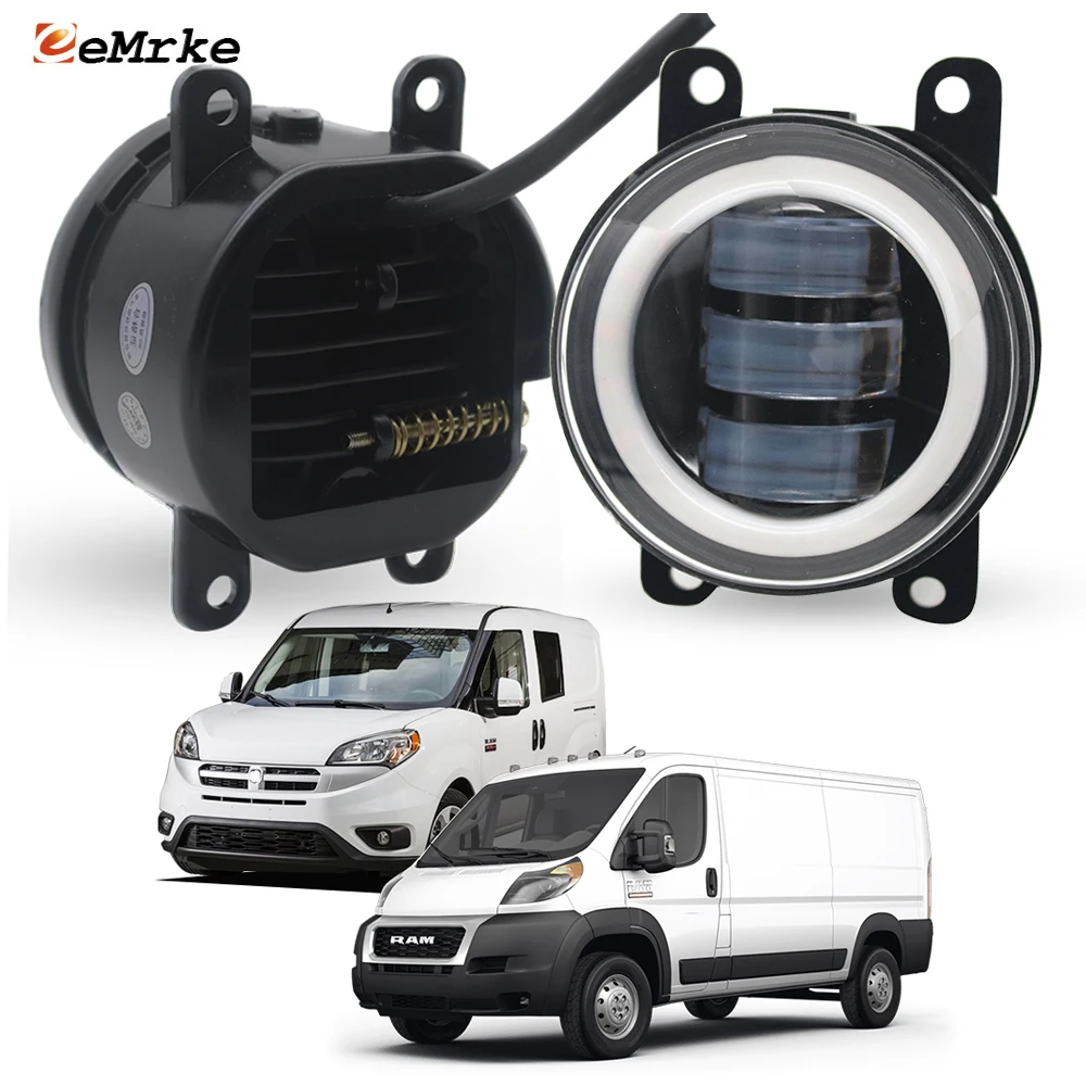 Front LED DRL + Turn Signal Ring for Ram ProMaster 1500 2500 3500 City 2014-2022 Angel Eye Fog Light Spot Driving Lamp Lens