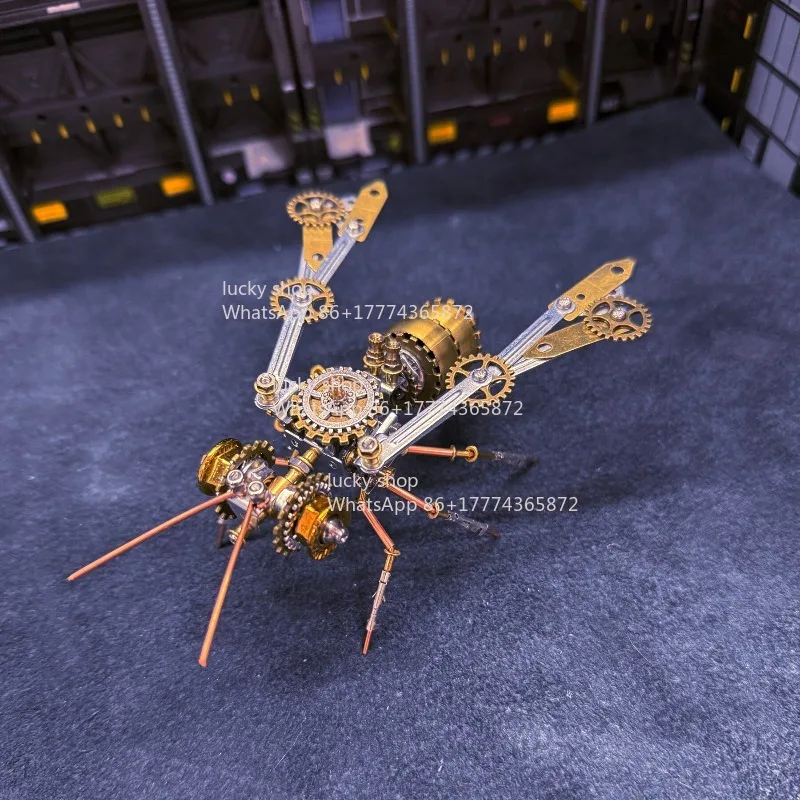 

Металлическая сборная модель механического шершня, ручная работа, 3D-модель насекомого, украшение для рабочего стола и креативный подарок