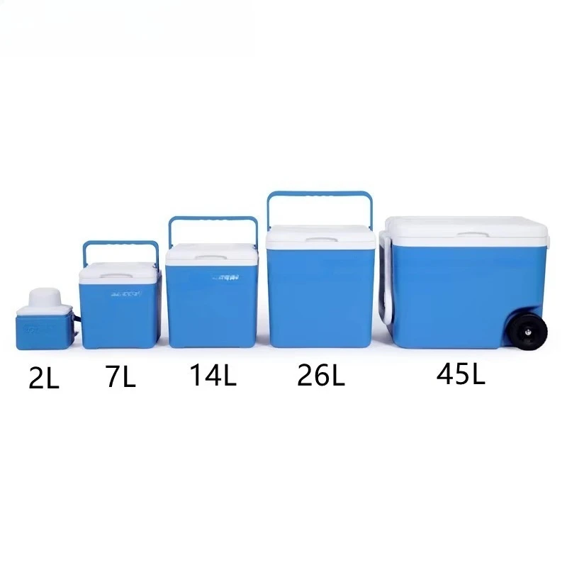 

High quality 2 7 14 26 45L mobile cooler camping lunch box food storage plastic hard cooler beverage box