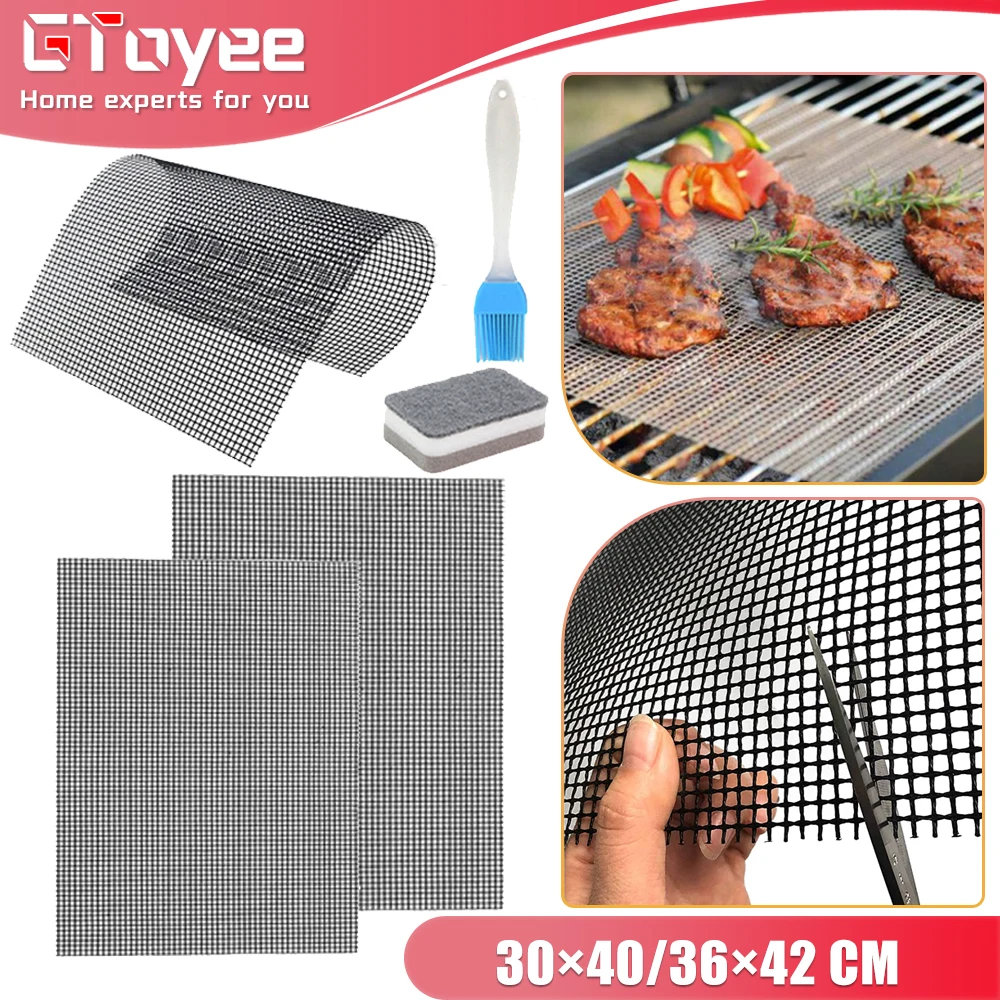 Non-stick Barbecue Mesh Mat High Temperature Resistant BBQ Grid Pad Reusable Outdoor Cooking Pad Sheet Baking Kitchen Grill Tool