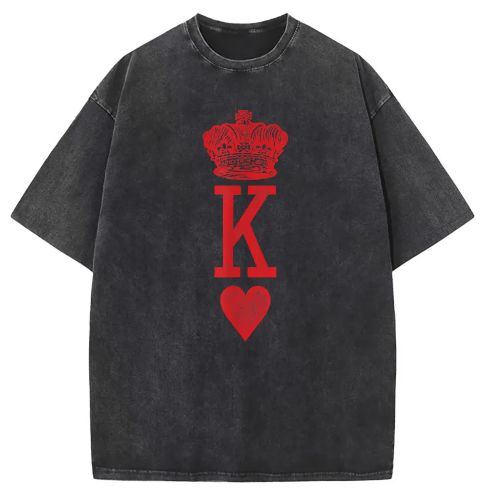 King Of Hearts Crown T-Shirt Vintage Men Rife Tshirts Long Sleeve Man Sweatshirts Summer Autumn Tshirt Retro Clothing