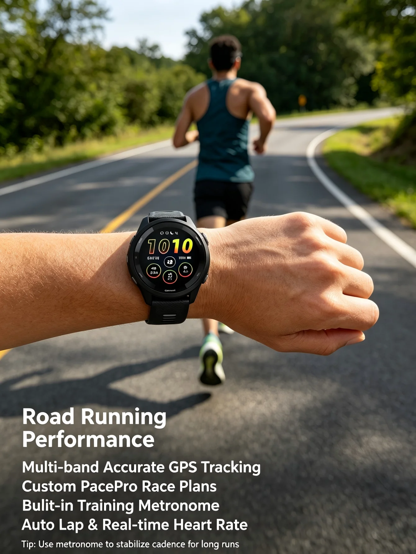 Garmin Forerunner 265 GPS Running Smartwatch – Multi‑Band GPS, Wrist Heart Ra...
