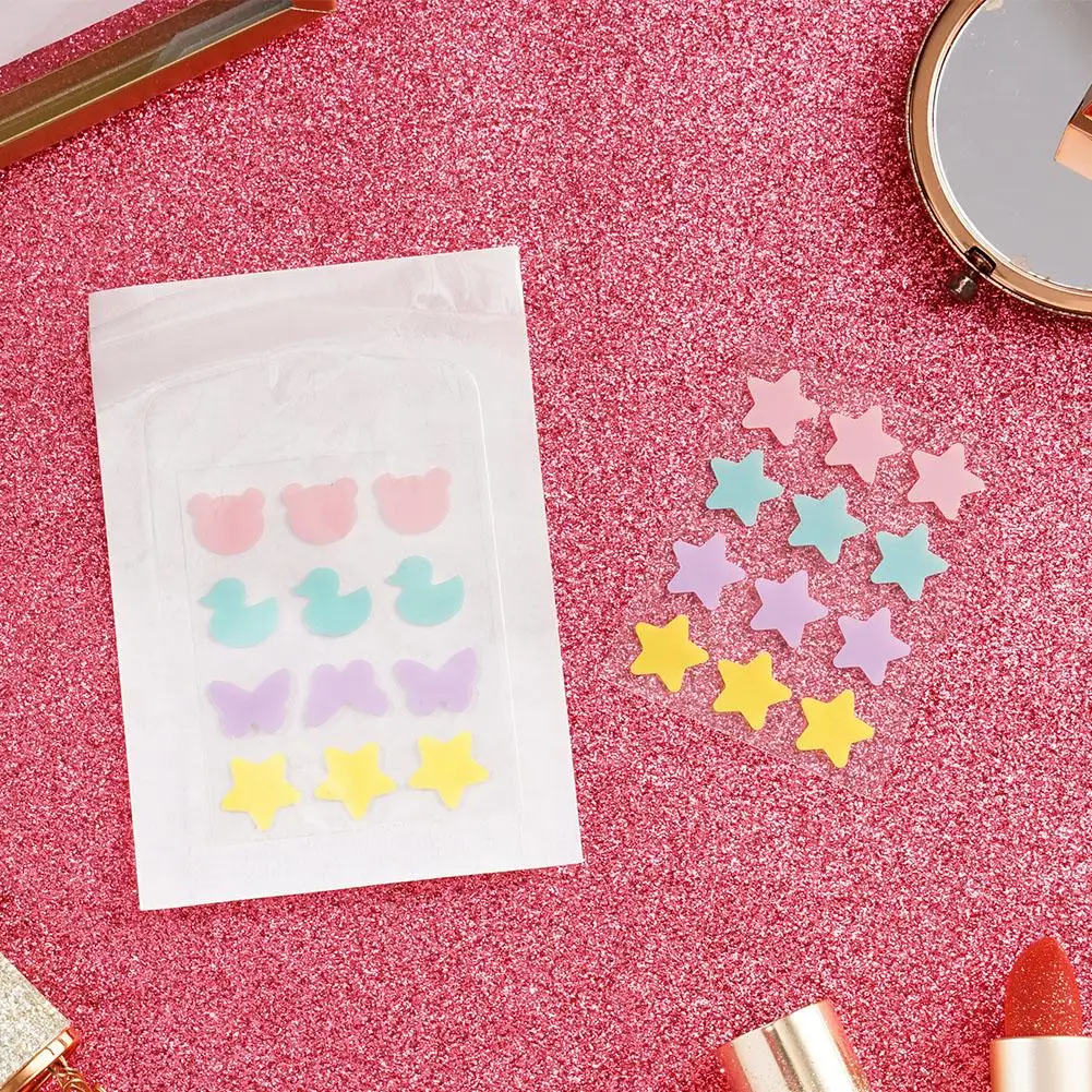 12Pcs Colorful Cute Star Shaped Acne Treatment Sticker Invisible Acne Cover Removal Pimple Patch Skin Care