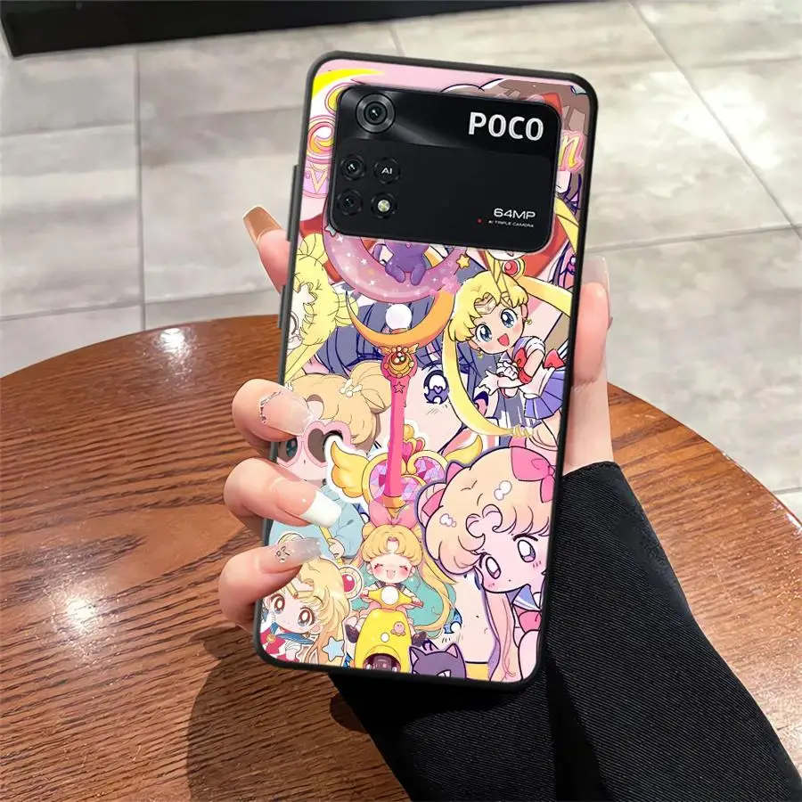 Beautiful Sailor Moon Case for Xiaomi Poco F8 M3 M4 M7 Pro F1 X3 X4 X5 X7 Pro C61 M5 C75 C50 C71 F3 Black Soft Phone Cover view 5