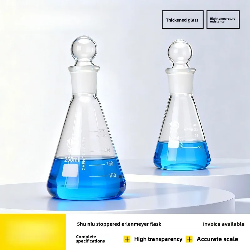 

Glass Stopper Conical Flask with Ground Glass Joint 50ml 100ml 150ml 250ml 500ml 1000ml