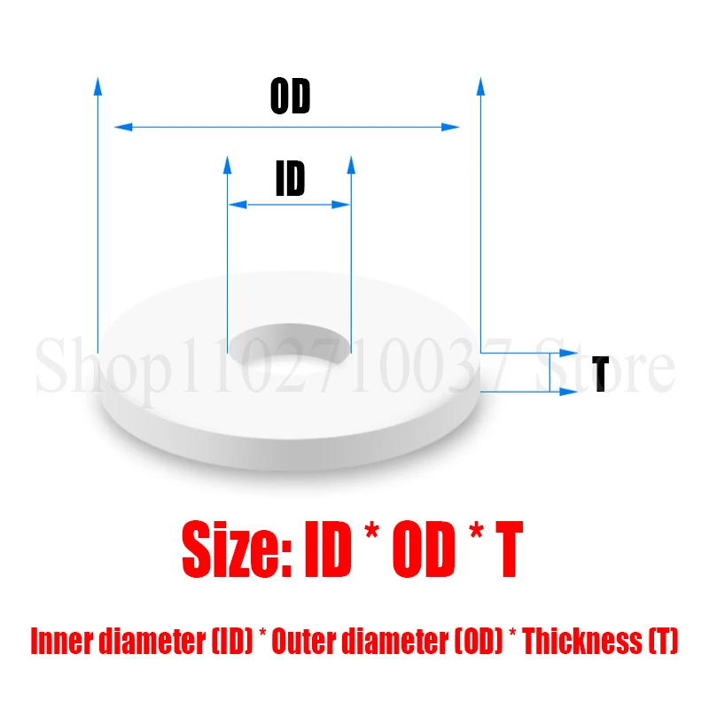 1-100pcs ID=6-426mm Thickness=2/3mm PTFE Gasket Flat Washer Flange Gasket High/Low Temperature Resistant Sealing Gasket