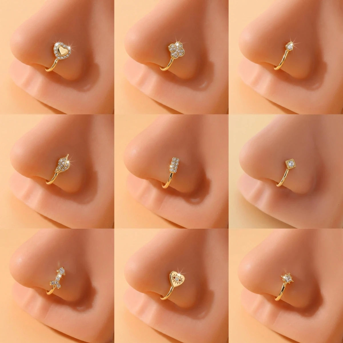 1-Piece Y2K Sweet Cool Spicy Girl CZ Non Perforated Nose Clip Copper Plated Women's U-shaped Nose Ring