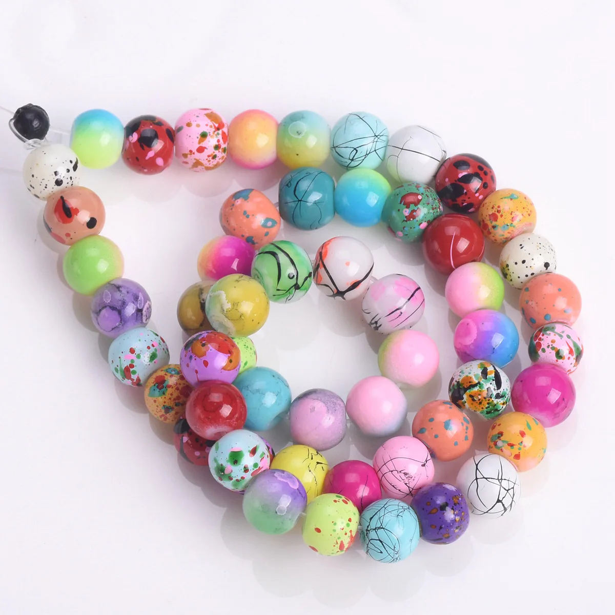 

50pcs Round 6mm Colorful Coated Patinting On Opaque Glass Loose Spacer Beads Lot For Jewelry Making DIY Crafts Findings