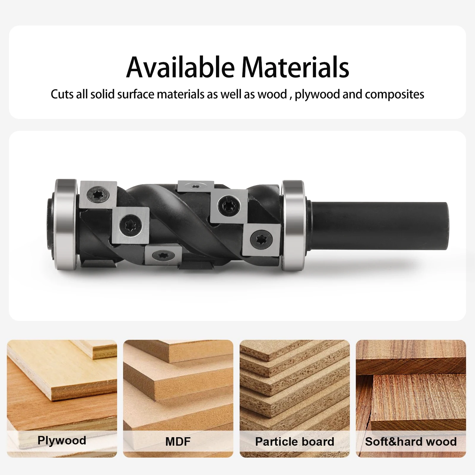 1pcs 2 Flutes Wood Trim Bit with Bearing 8mm 12mm 12.7mm Shank Insert Replaceable Blades Wood Router Bit Flush Trim Bit