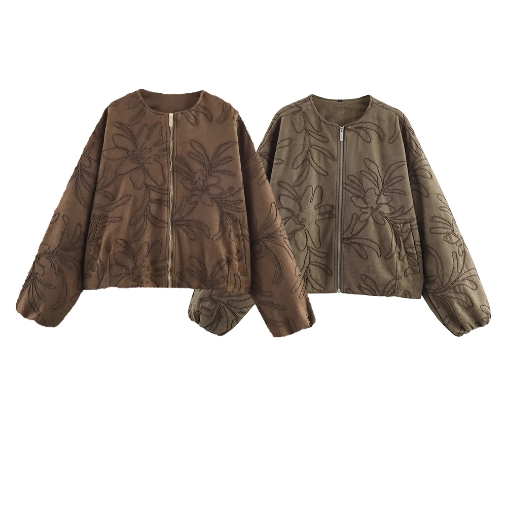 

Новая зимняя женская повседневная куртка-пилот в европейском и американском стиле 2025 года с вышивкой из искусственного меха