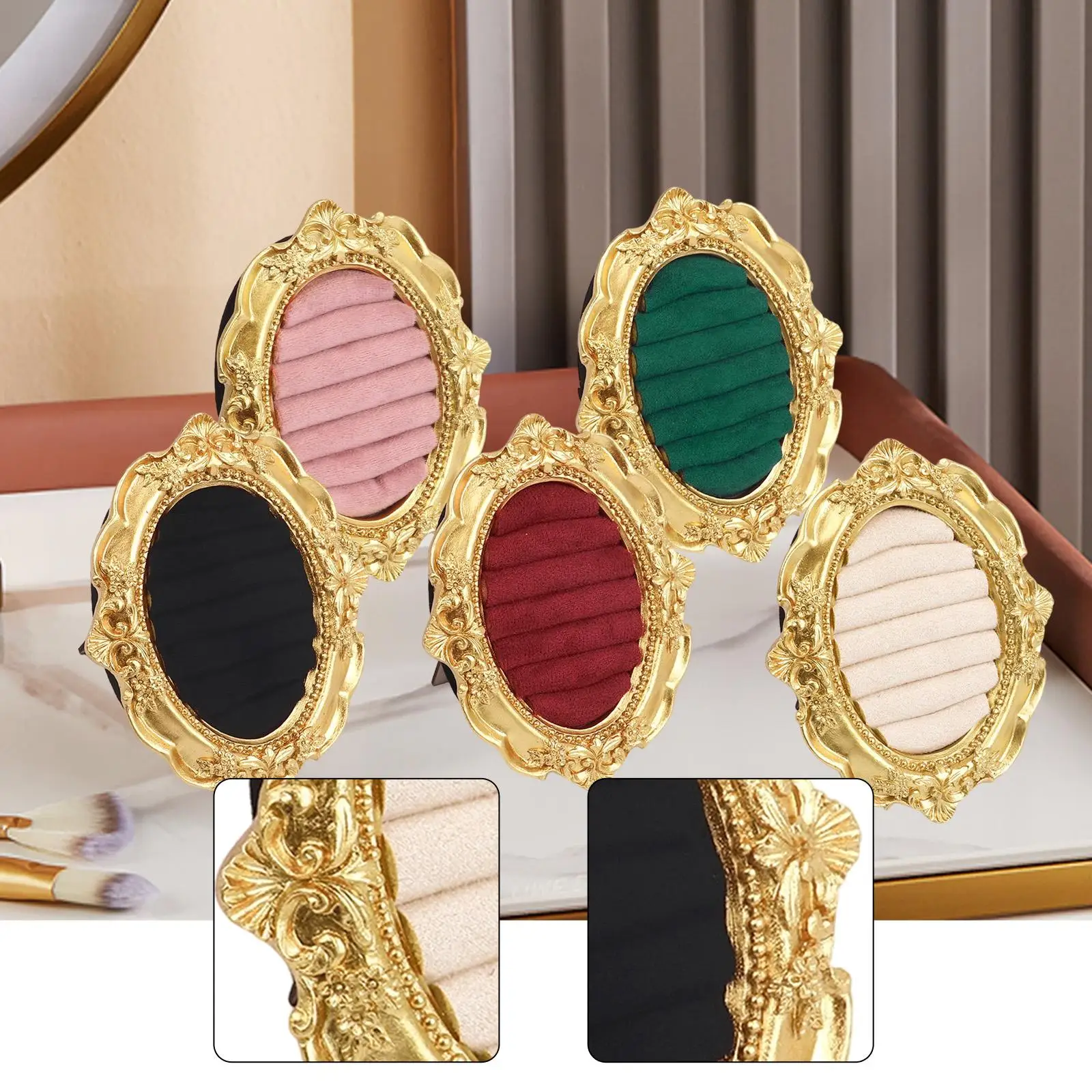 

Baroque Rings Organizer Tray with Soft Lining Jewelry Display Rack for Rings Earrings for Dresser Store