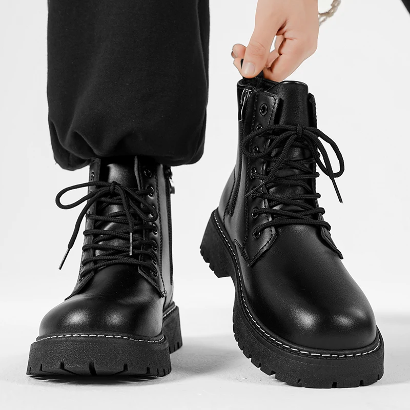 Men's High Top Boots, Men's Shoes, Mid Top, Comfortable Interior, Fashionable Upper, Good Grip, Large Size, Suitable for Indoor