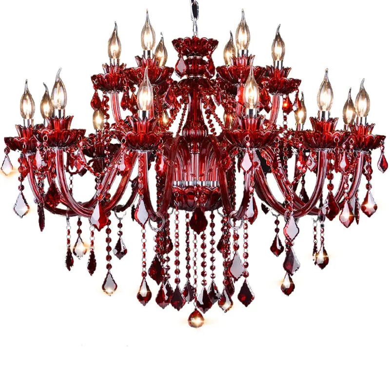 Modern Red K9 Crystal Chandelier Lustre Crystal Chandeliers Lustres D60cm H65cm De Cristal Chandelier LED AC Villa RED Lamp