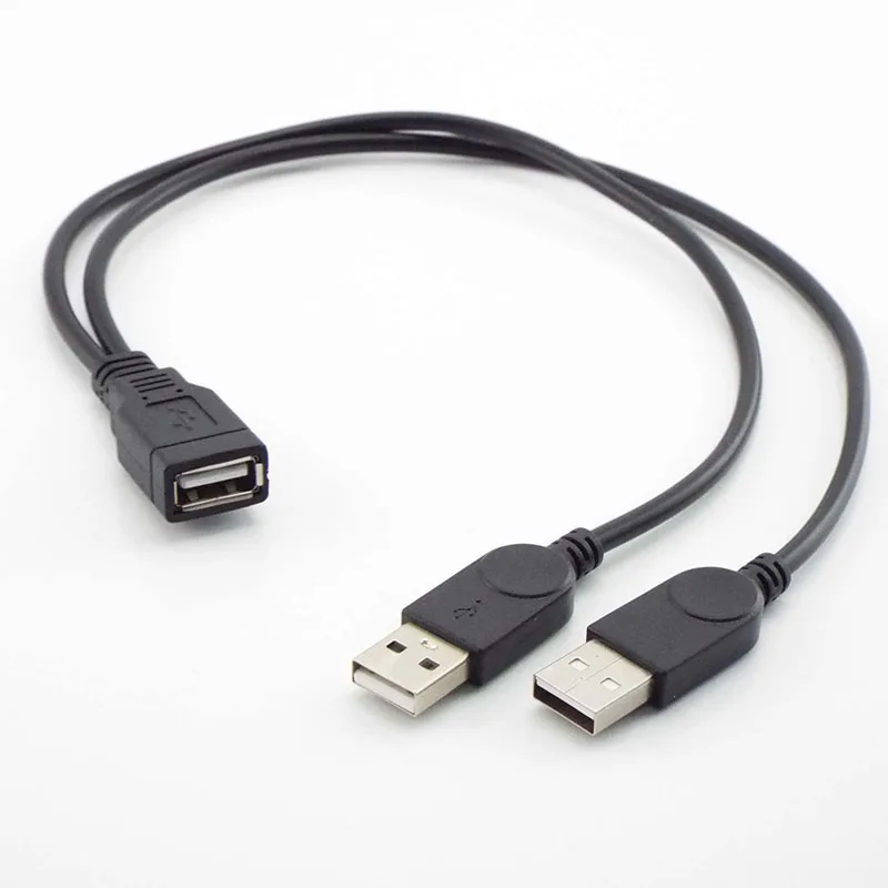 2 in 1 USB 2.0 A Male to Dual Female Splitter DC Power Supply Extension Cable Super Speed Data Sync Charging for U Disks D1