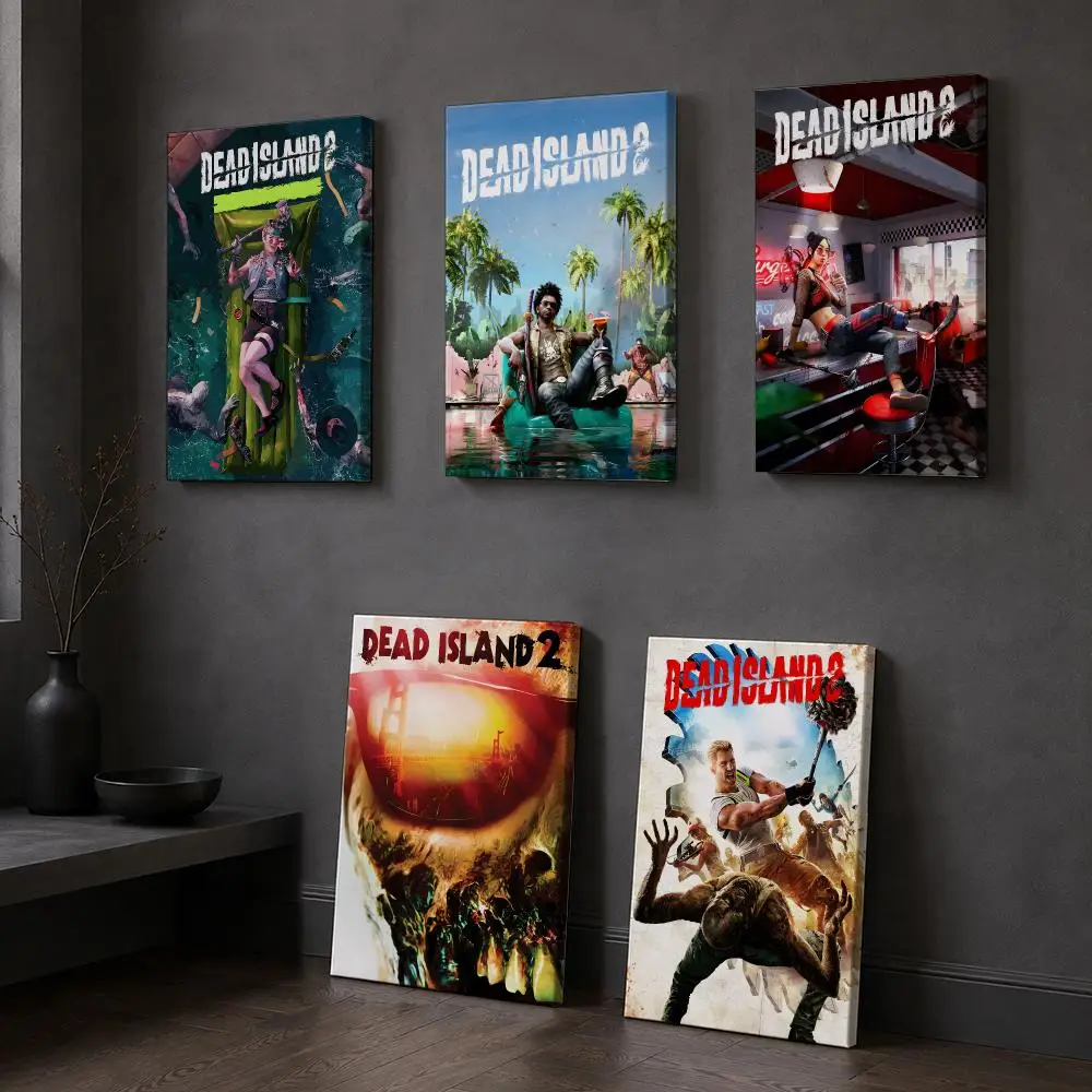 D-Dead I-Island 2 Horror Game Framed Wall Painting Wood Framed Canvas Poster Wall Art For Bedroom Hallway Bar Office Home Decor
