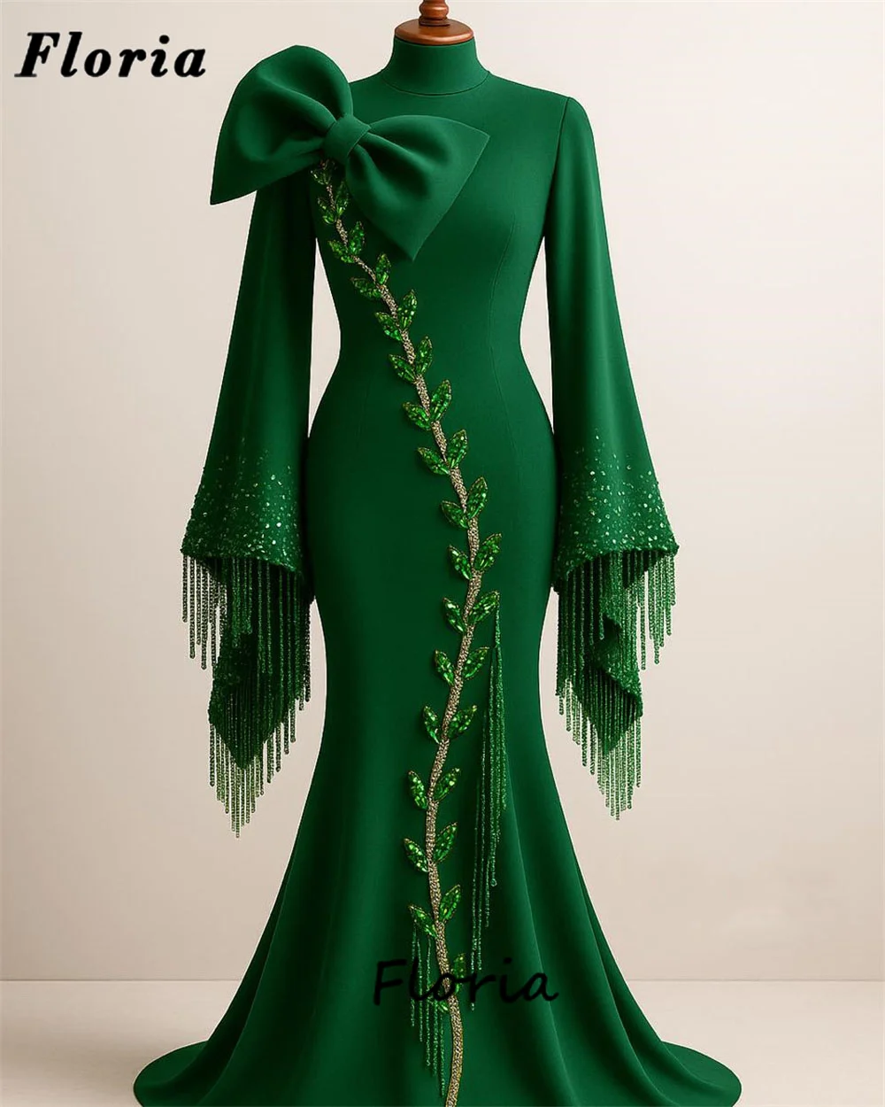 

Muslim Turquoise Mermaid Evening Dresses Long Sleeves Beaded Engagement Cocktail Dress Party Gowns Vestidos De Cóctel Customized