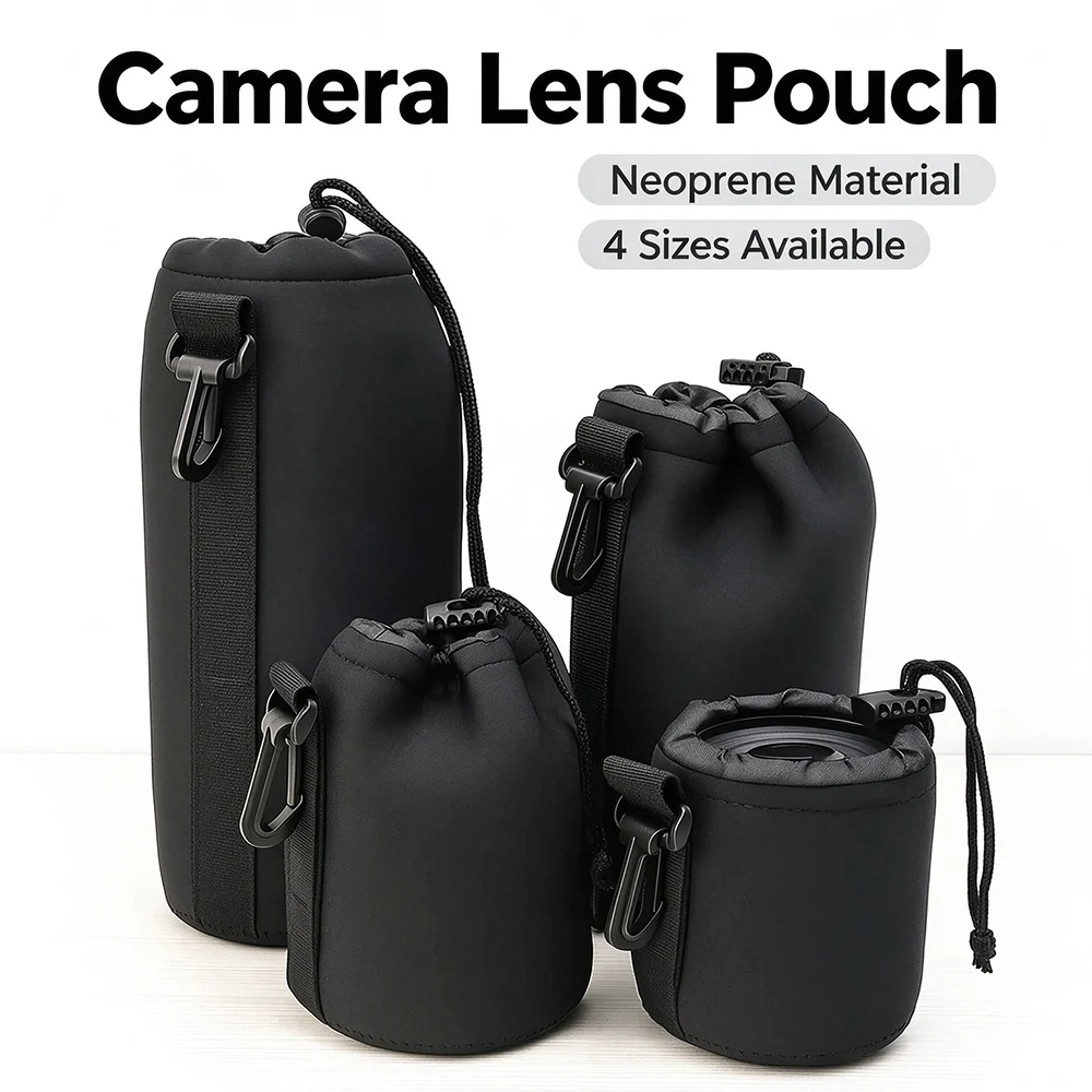 Camera Lens Bag Shockproof Soft Protective Lens Pouch Sleeve for Sony Canon Nikon Fujifilm Leica DSLR Mirrorless Camera Lenses
