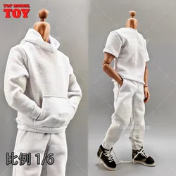 1/6 Scale White Casual Hoodie Long Short Sleeve Pants Set Clothes Accessory Model Fit 12'' Male Soldier Action Figure Body Dolls