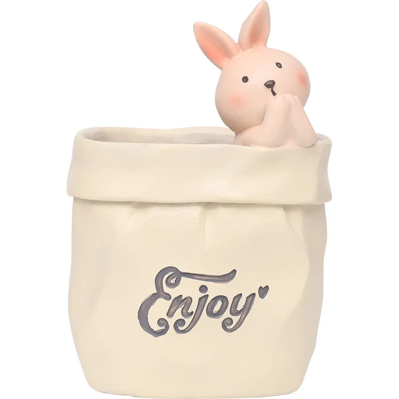 かわいいウサギのデスクトップペンホルダーオフィス装飾品女の子へのギフトクリエイティブフェスティバル用品高級感覚装飾装飾品