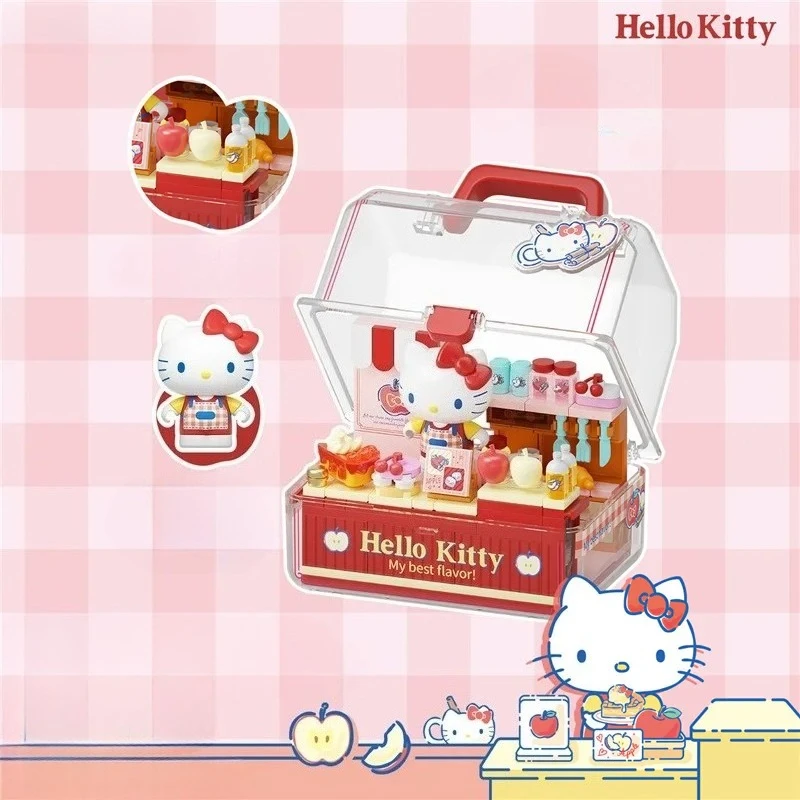 AREAX Brick District Sanrio Hello Kitty Cool Lolomi Fruit Flavor Store Manager Assembles Building Blocks Toy Girl Gift