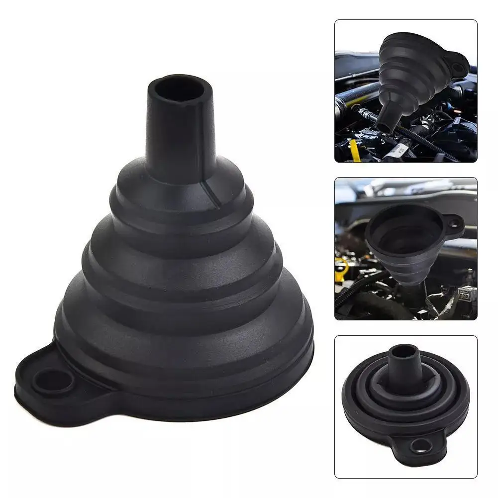 Foldable Silicone Car Engine Oil Funnel Portable Universal Automotive Liquid Transfer Filling Funnel Auto Tool