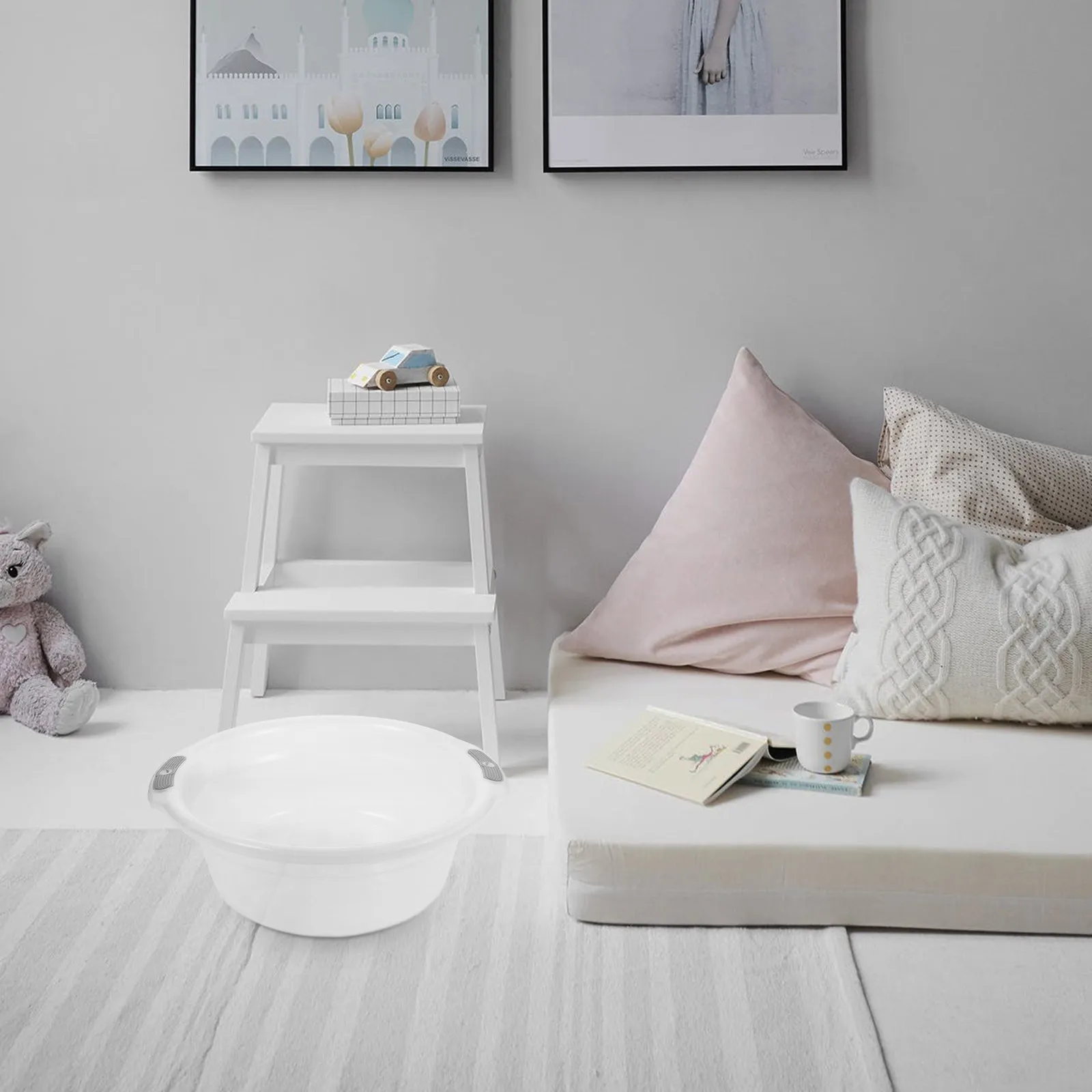 

Прозрачное круглое пластиковое ведро-таз для мытья рук и ног, замачивания, стирки, мытья овощей, купания животных, с двойным назначением