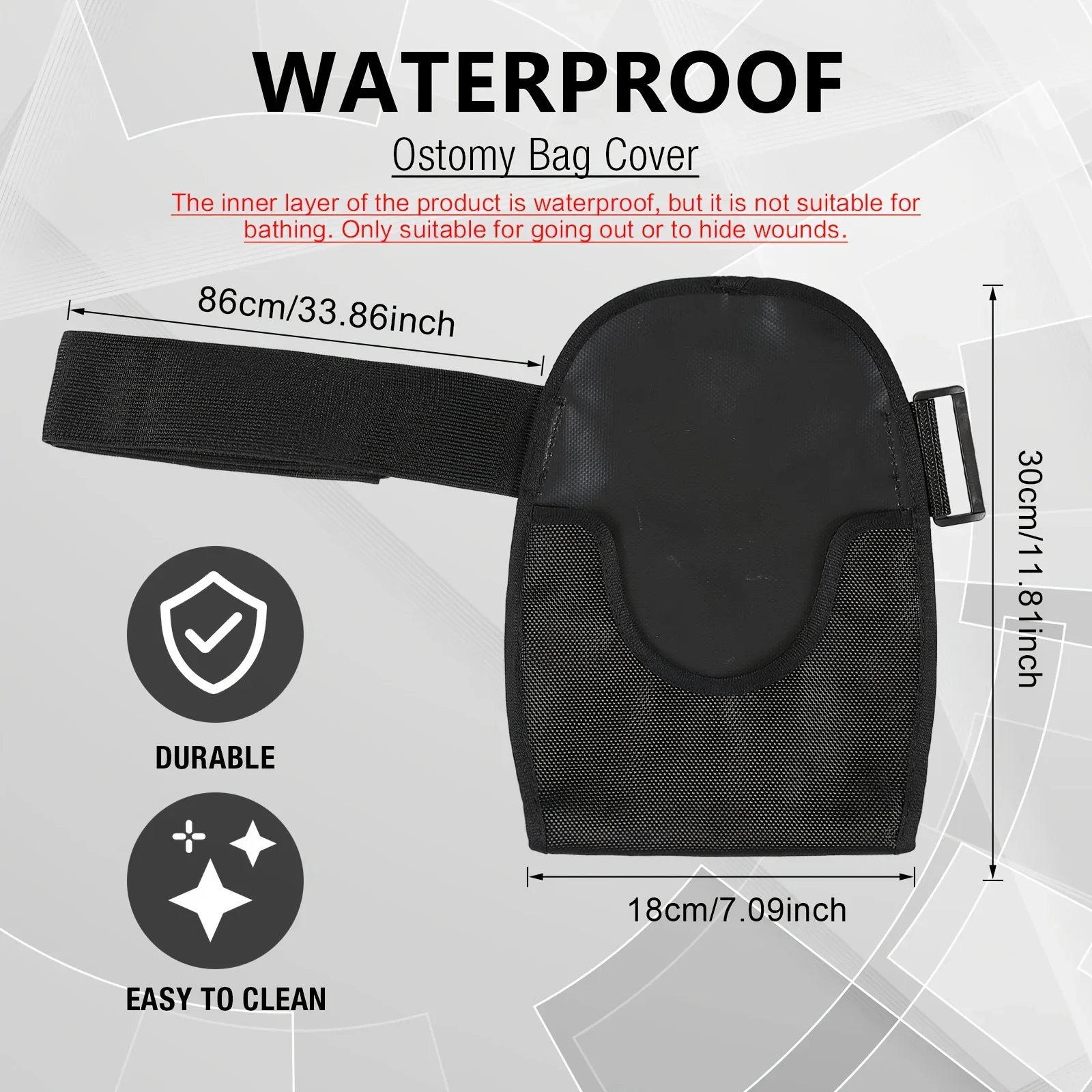 1pc Polyamide Stoma Bag Cover, Adjustable Belt, Waterproof Shower Pouch Liners for Stoma Care, Recovery Use