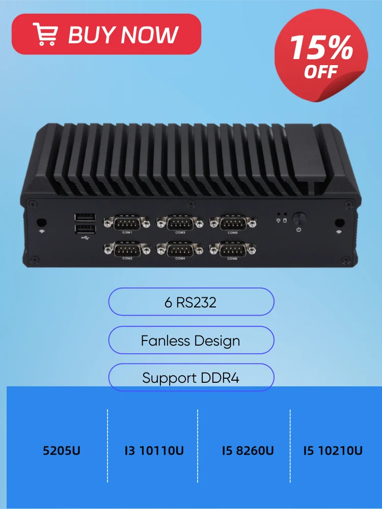 Mini PC Q30900X S20  Firewall industrial Mini PC 6 RS232 RS485 CPU onboard I5 10210U, I5 8260U