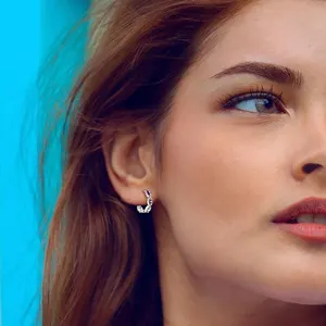 Bright colored hoop earrings, 925 sterling silver, zirconia -embellished hypoallergenic jewelry, elegant and luxurious feminine 10 Main Sales Earring ring - №6