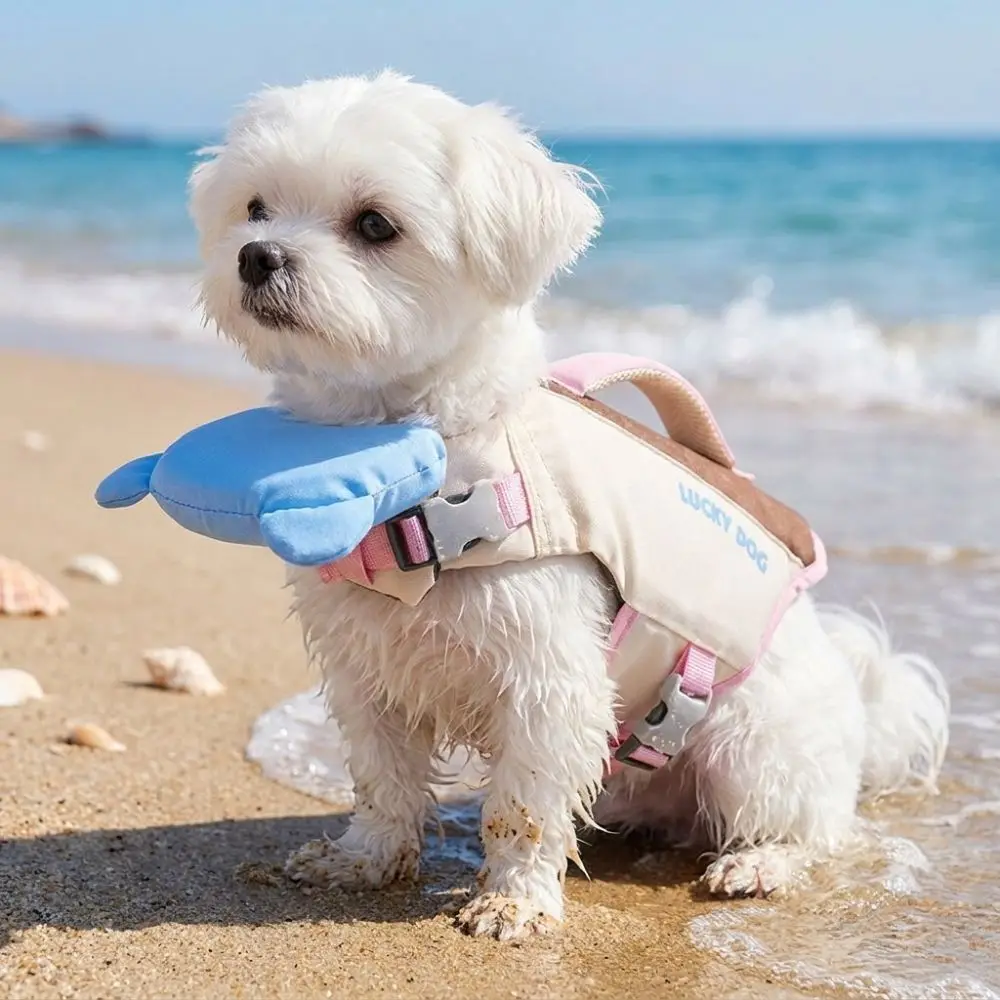 Strong Buoyancy Dog Life Jacket Waterproof Adjustable Dog Swimming Suit Thick Sponge Pad Breathable Dog Life Preserver