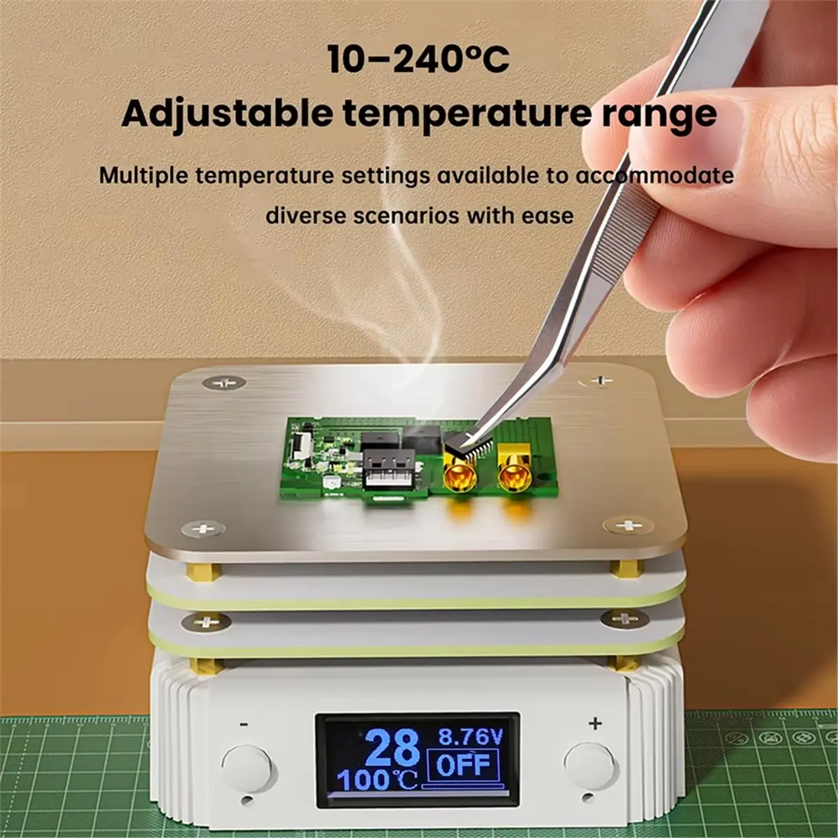 Digital Essentials 65W Mini Hot Plate Preheater for PCB Soldering SMD Rework Station Preheating Desoldering Repair Tool with Hea